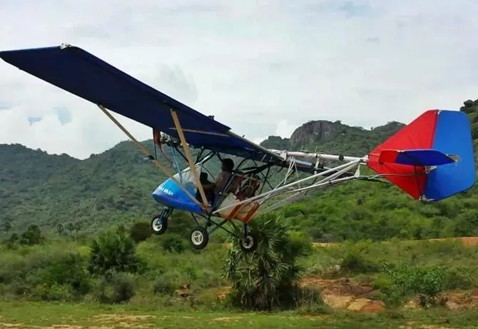 Saji Thomas building and testing his aircraft setup.